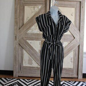 1.STATE Striped Button-Front Jumpsuit – Size XS, Belted & Lightweight